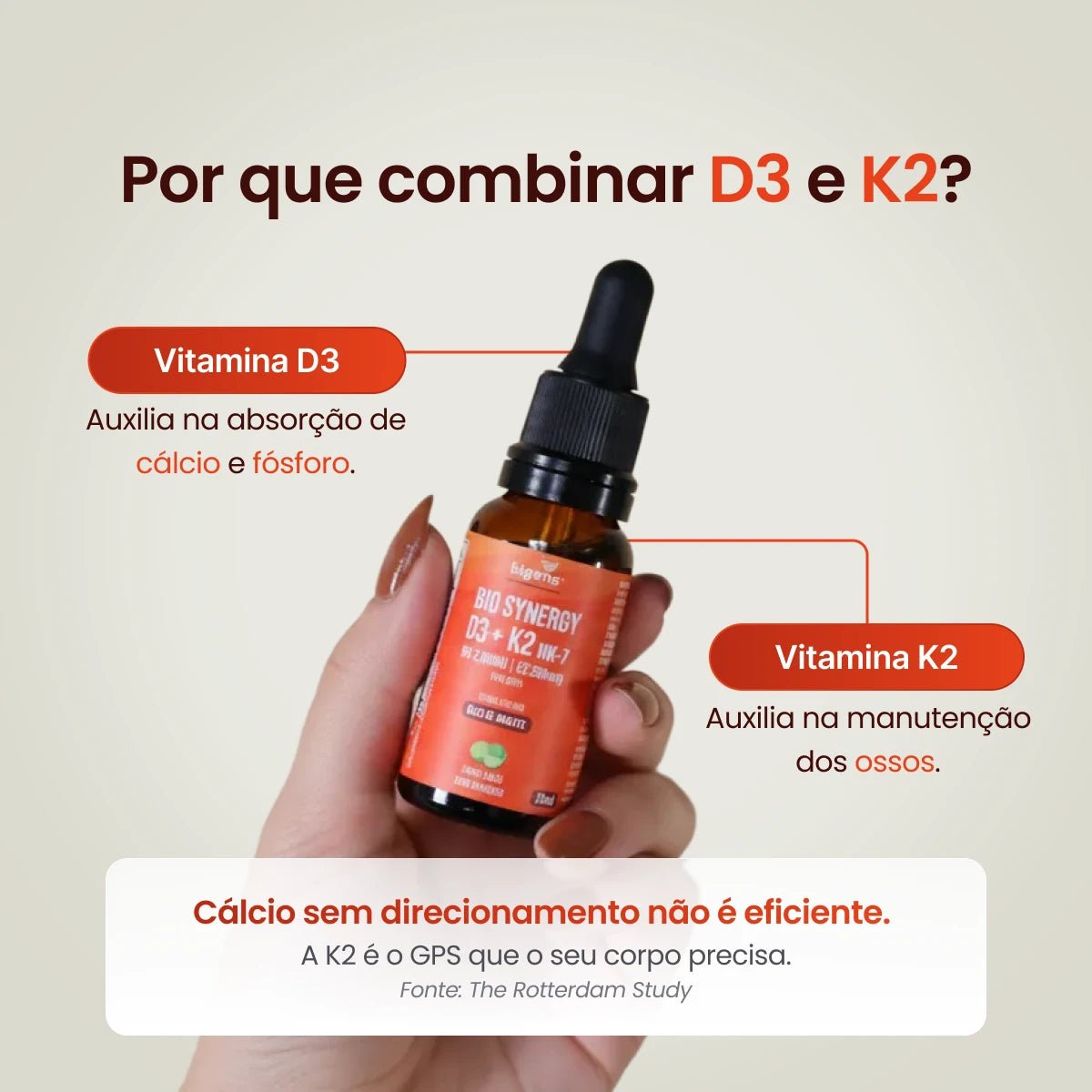 Bio Synergy | D3 2000ui + K2 Mk7 20mcg, vitamina A, D E e K, Sabor Limão, 20mL - Bigens