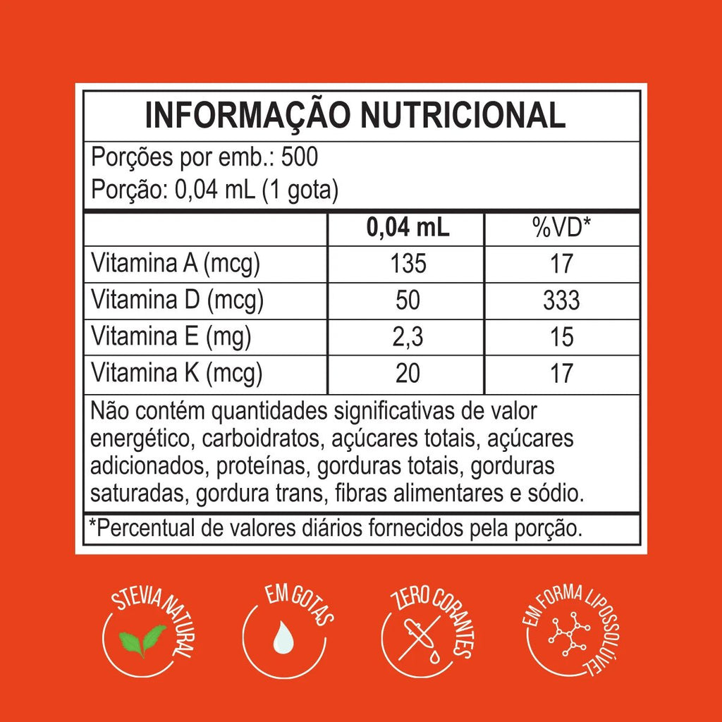 Bio Synergy | D3 2000ui + K2 Mk7 20mcg, vitamina A, D E e K, Sabor Limão, 20mL - Bigens
