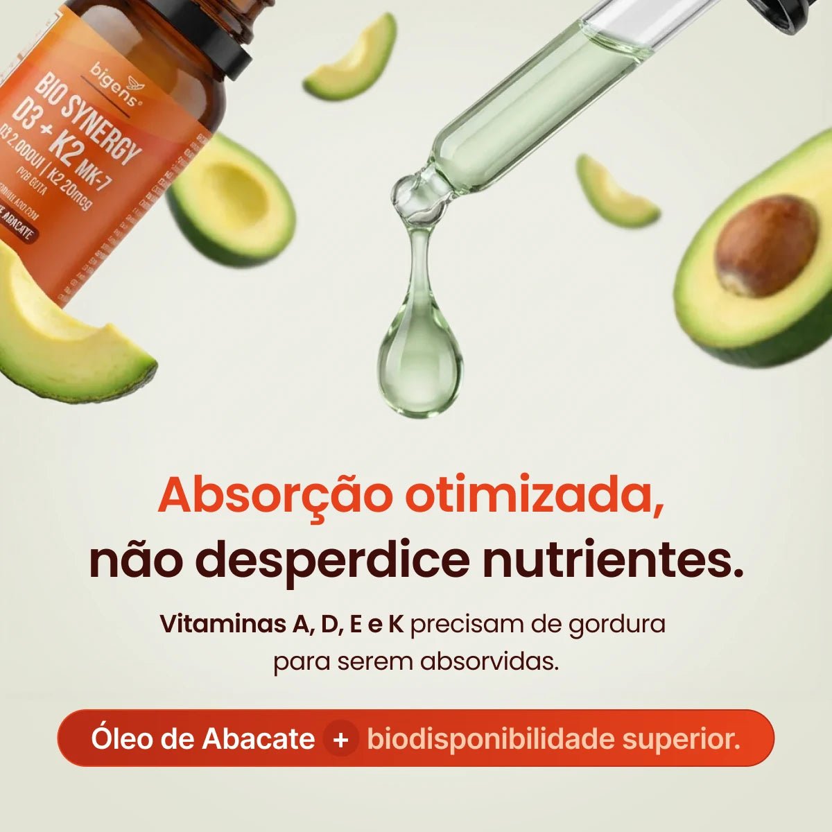 Bio Synergy | D3 2000ui + K2 Mk7 20mcg, vitamina A, D E e K, Sabor Limão, 20mL - Bigens