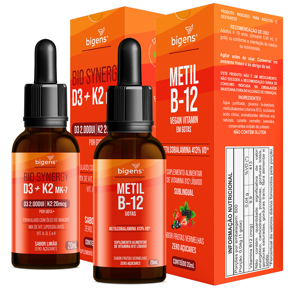 Bio Synergy + Metil B12 | Vitamina A , D, K e E + B12 20 + 20ml - Bigens