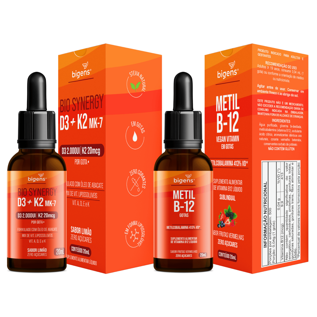 Bio Synergy + Metil B12 | Vitamina A , D, K e E + B12 20 + 20ml - Bigens