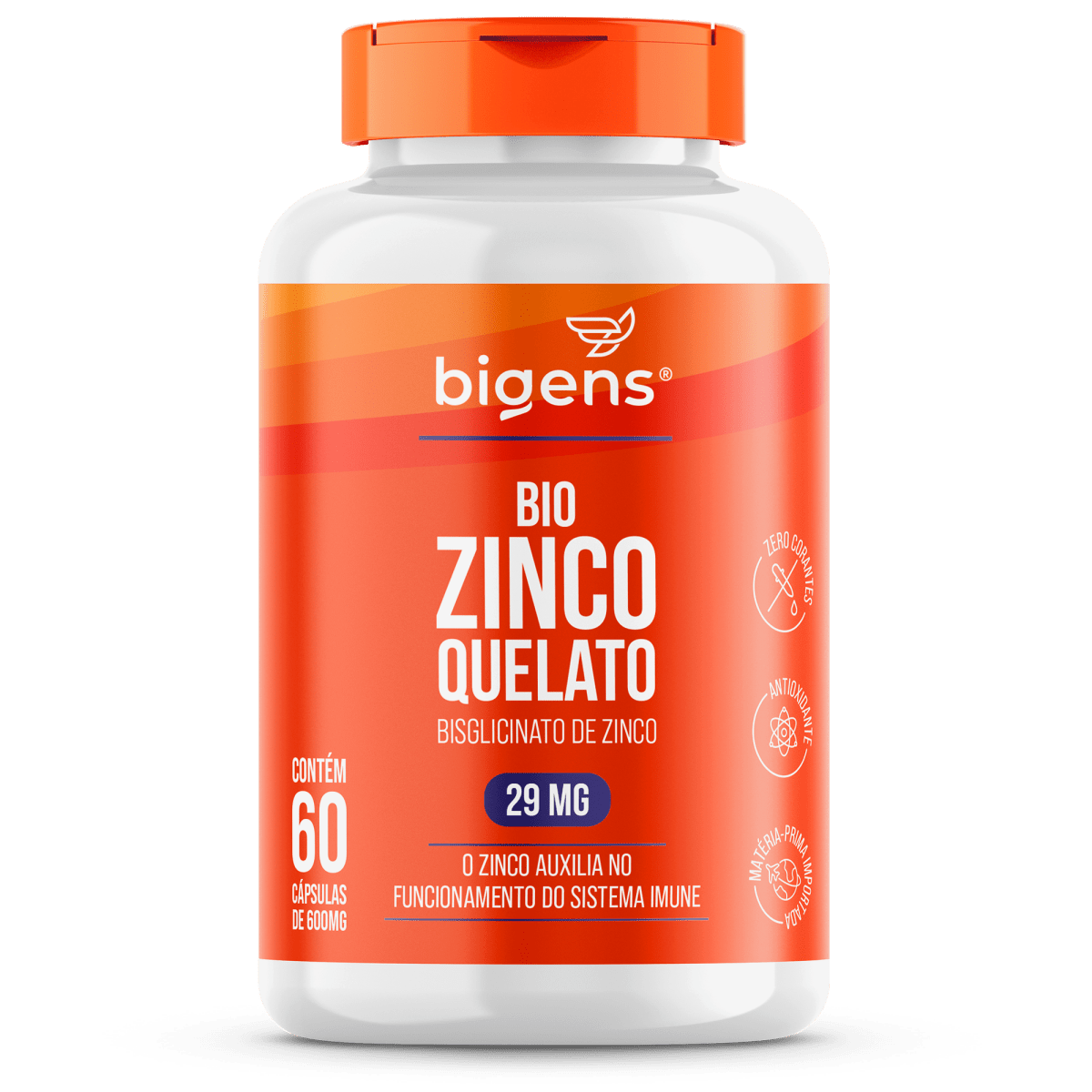 Bio Zinco Quelato | 29mg Bisglicinato de Zinco 60 Cápsulas - Bigens