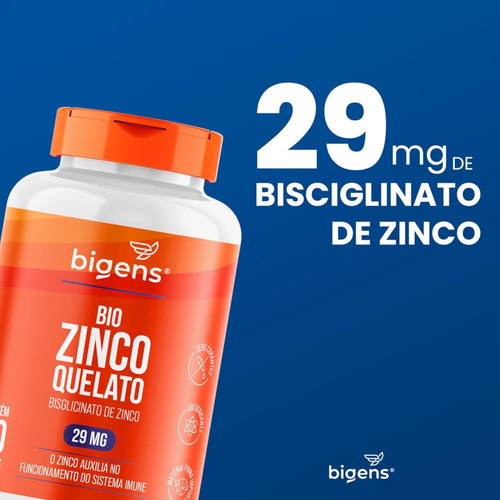 Bio Zinco Quelato | 29mg Bisglicinato de Zinco 60 Cápsulas - Bigens