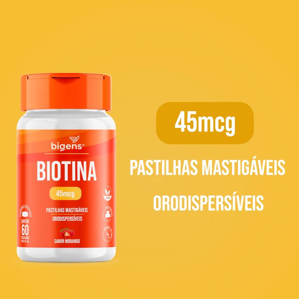 Biotina 60 | 45mcg 60 Pastilhas Mastigáveis - Bigens