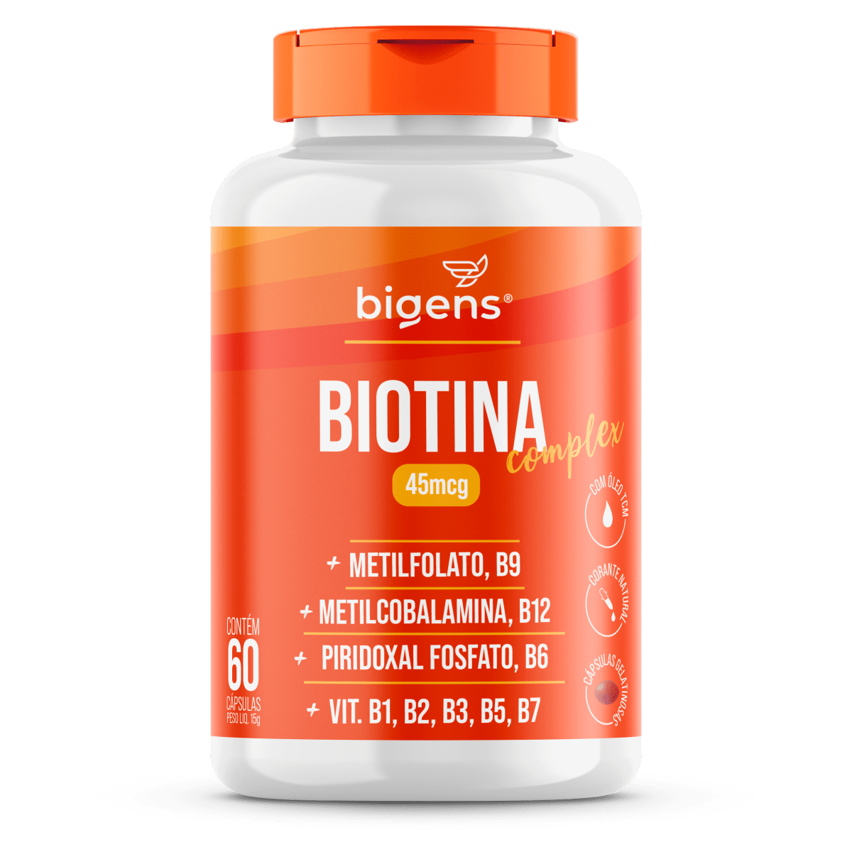 Biotina Complex | 45mcg Vitaminas do Complexo B + TCM 60 Cápsulas - Bigens