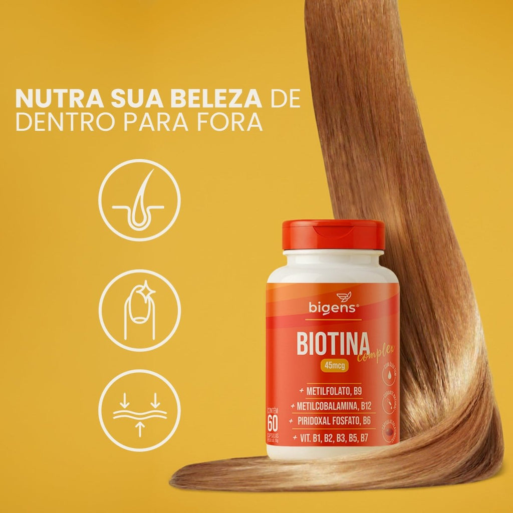 Biotina Complex | 45mcg Vitaminas do Complexo B + TCM 60 Cápsulas - Bigens