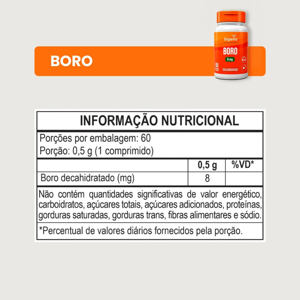 Boro | Boro Decahidratado 8mg 60 Comprimidos - Bigens