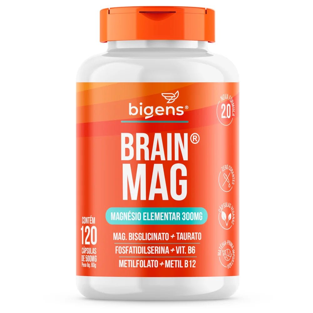 Brain Mag 2.0 | Magnésio + Forfatidilserina + B6, B9, B12 120 Cápsulas - Bigens