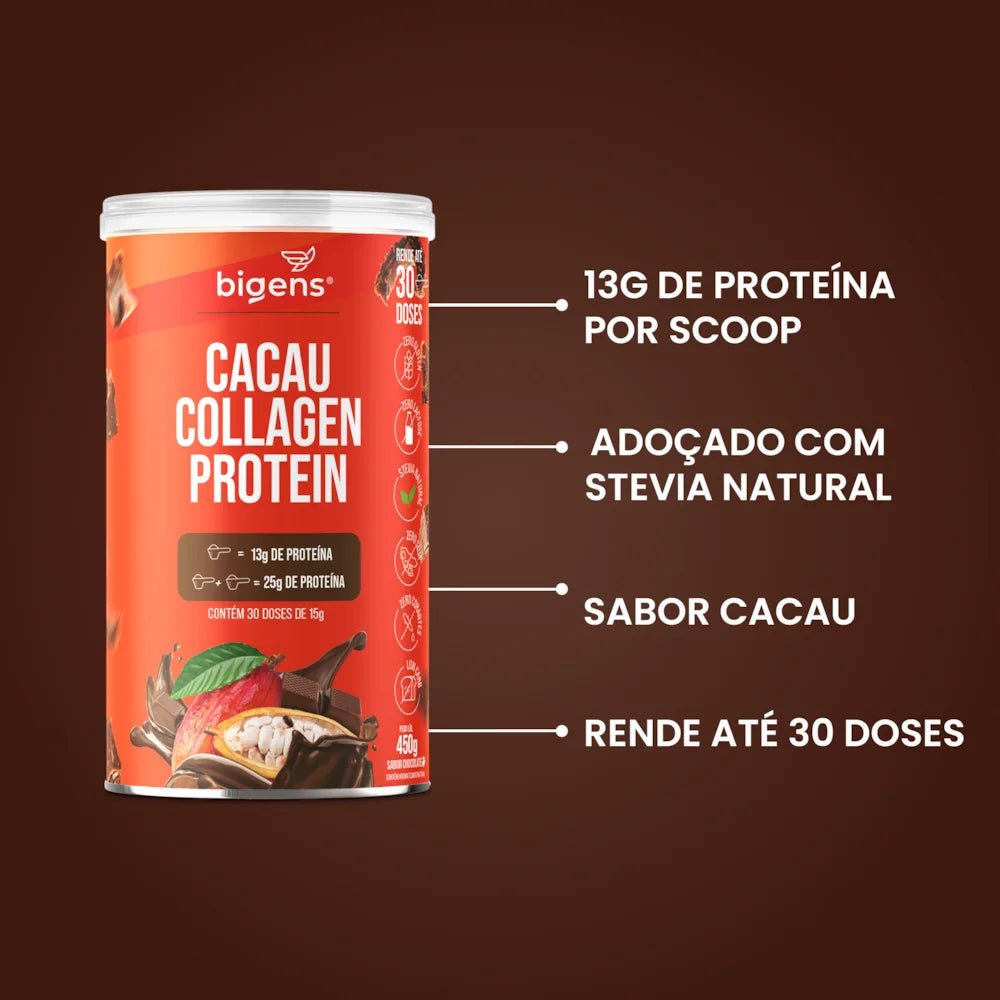 Cacau Collagen Protein | Até 25g de Proteína 450g - Bigens