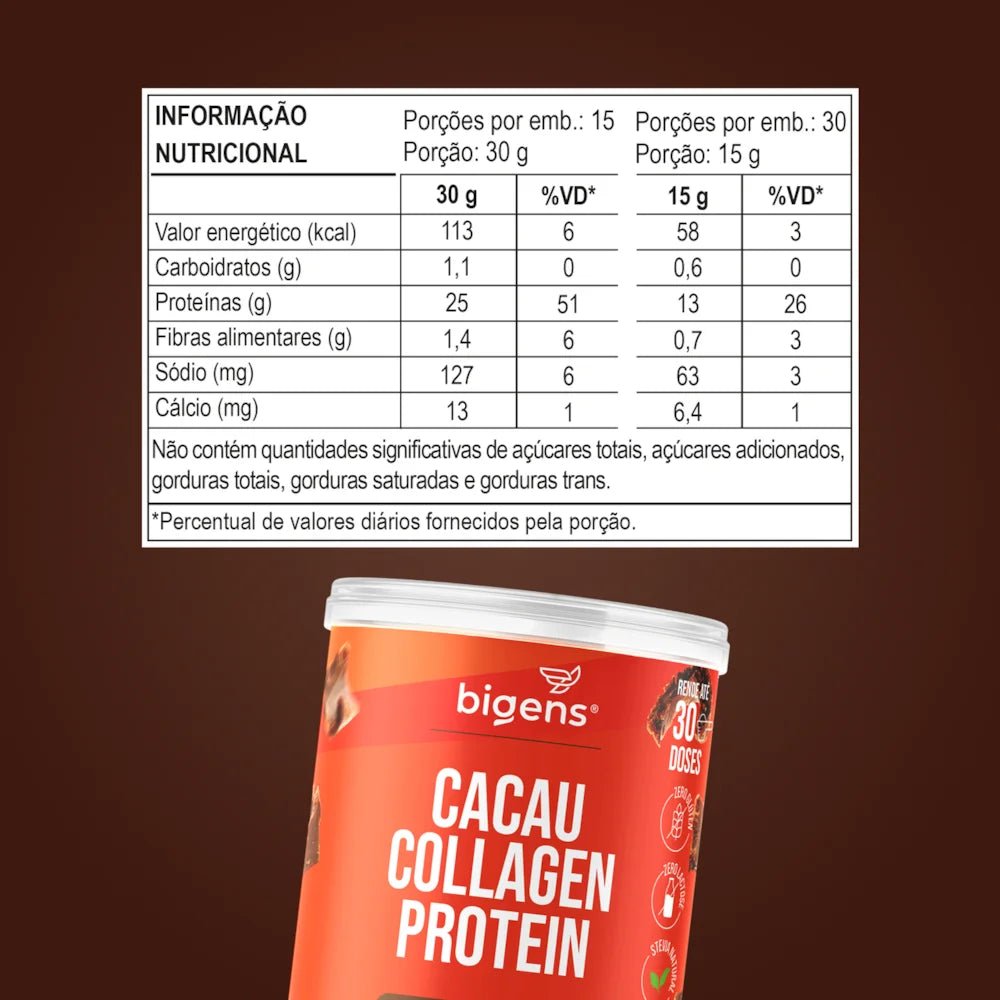 Cacau Collagen Protein | Até 25g de Proteína 450g - Bigens