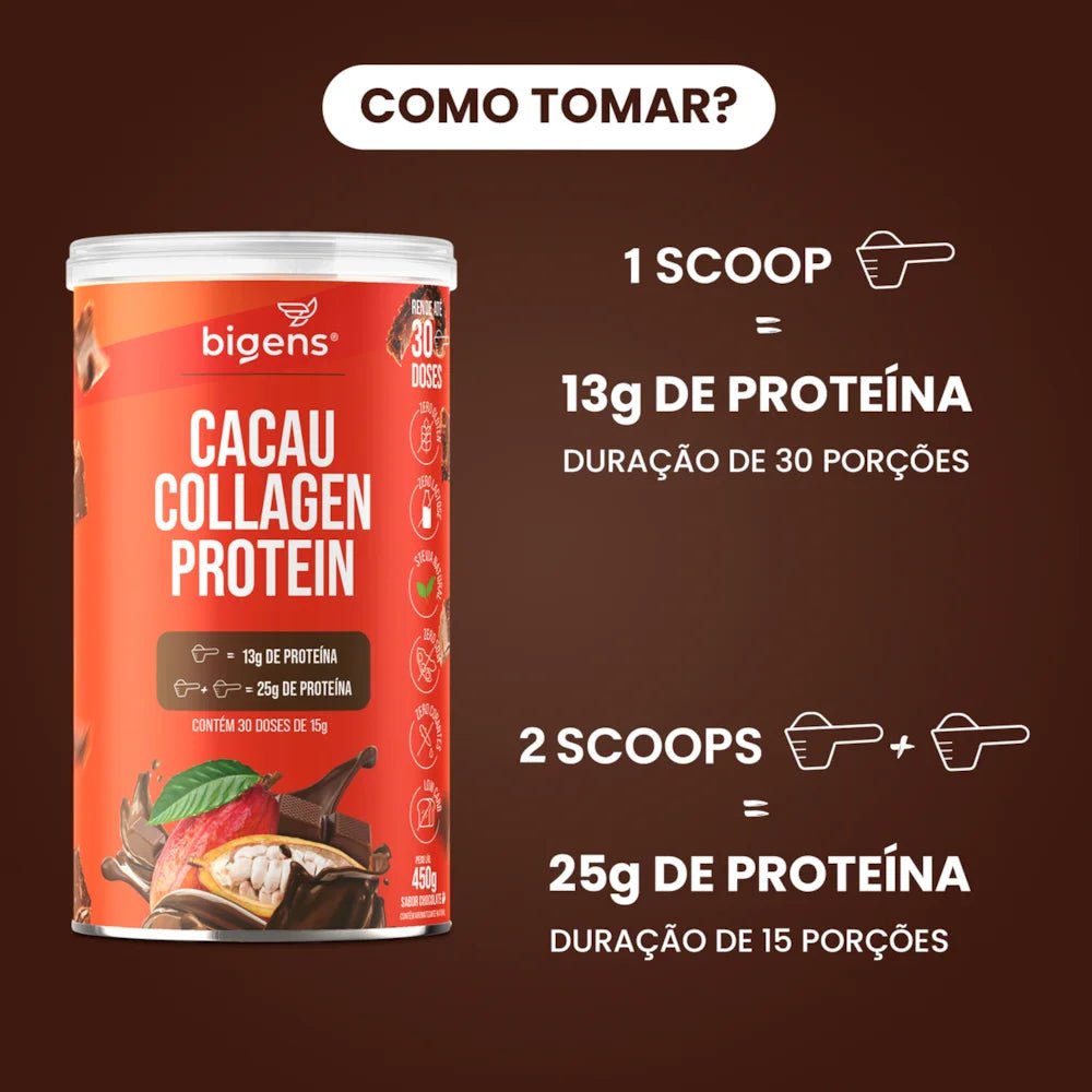 Cacau Collagen Protein | Até 25g de Proteína 450g - Bigens