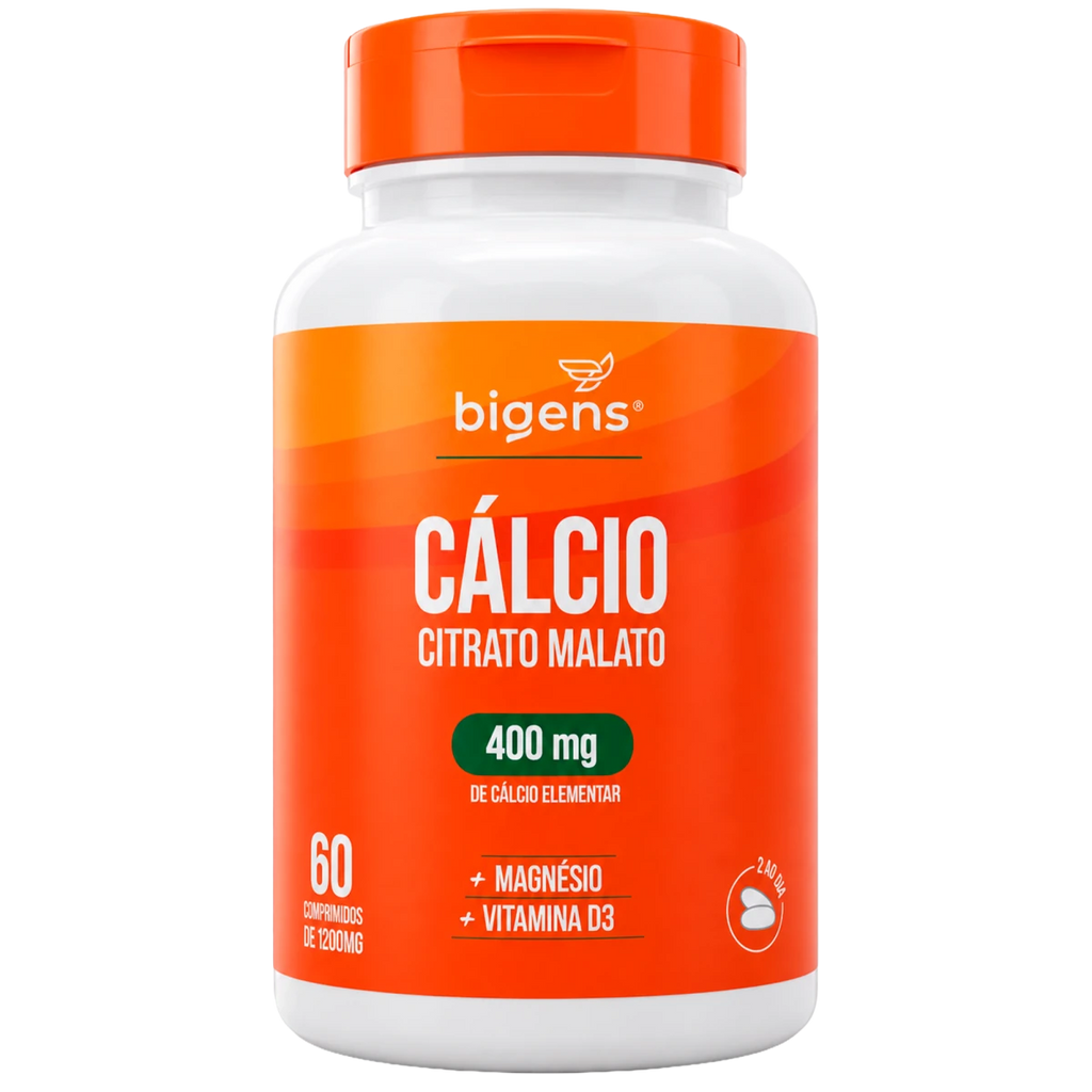 Cálcio Citrato Malato 400mg + Magnésio 130mg + Vitamina D3 25mcg | 60 cápsulas - Bigens
