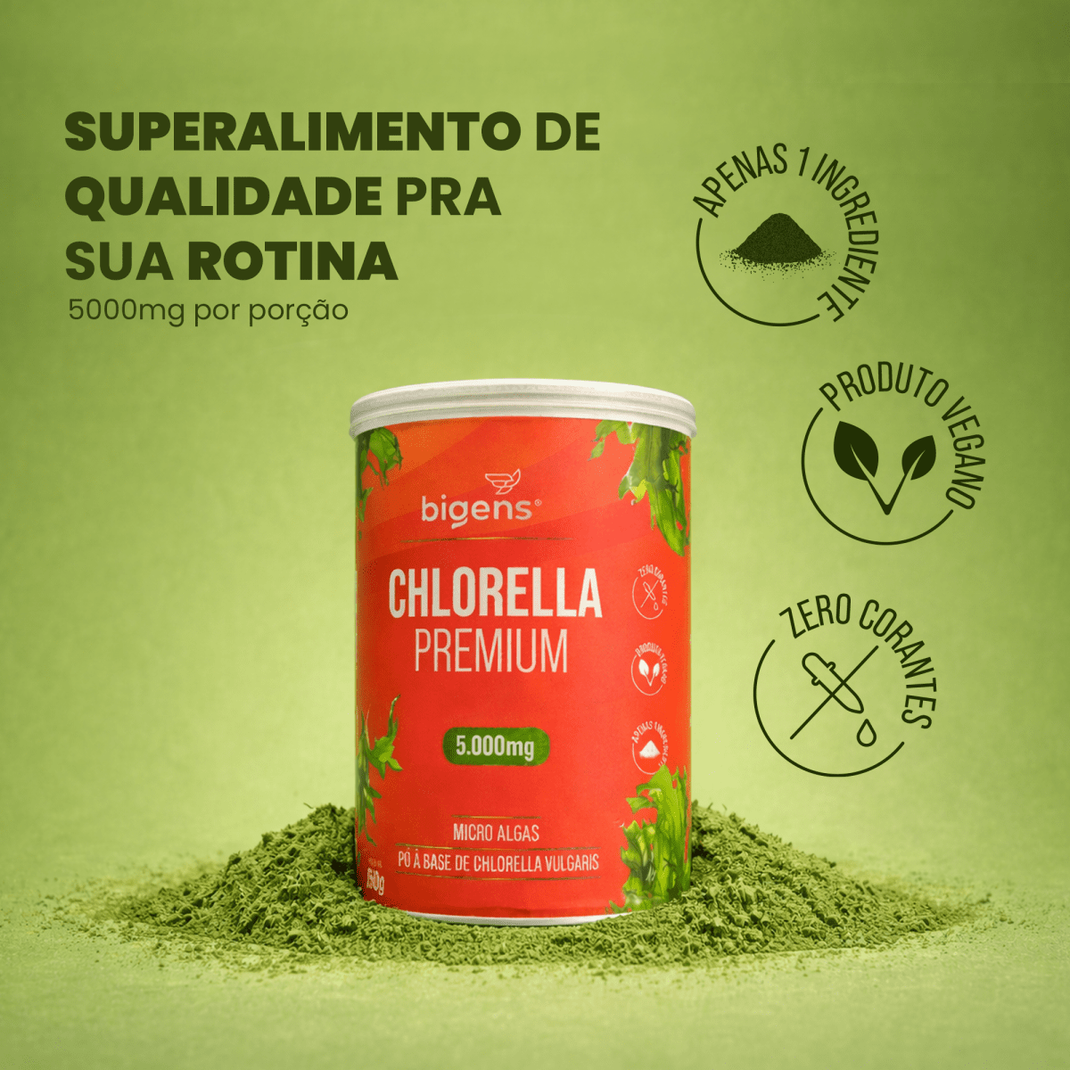 Chlorella Premium | 5.000mg por Dose 150g - Bigens