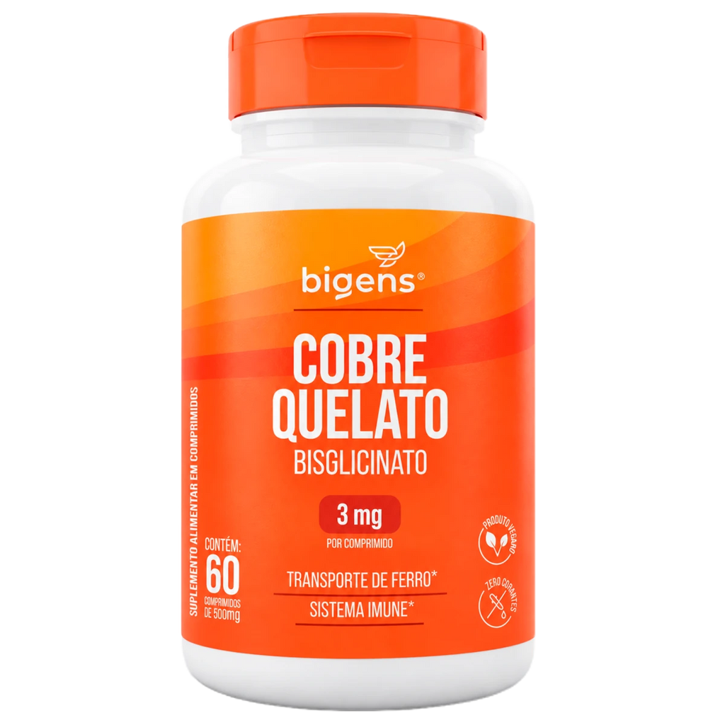 Cobre Quelato 500mg 60 Cápsulas - Minerais - Bigens