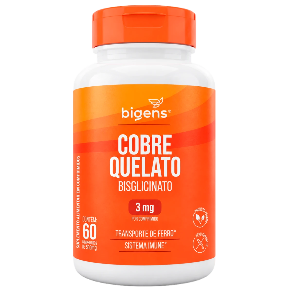 Cobre Quelato 500mg 60 Cápsulas - Minerais - Bigens