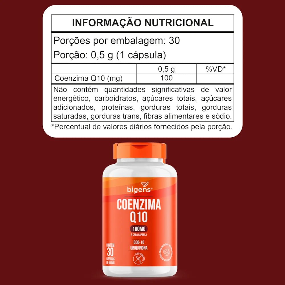 Coenzima Q10 100mg | 100mg por Cápsula 30 Cápsulas - Bigens