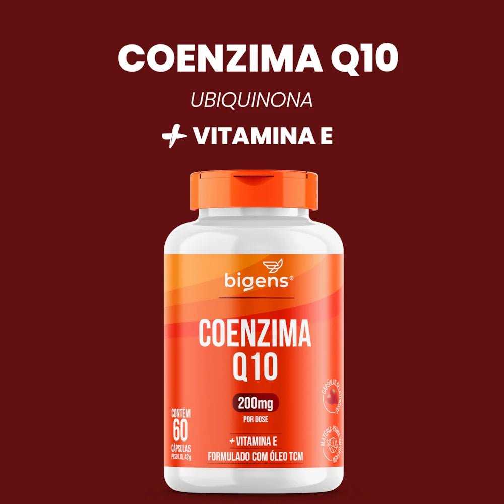 Coenzima Q10 200mg | +Vitamina E 60 Cápsulas - Bigens