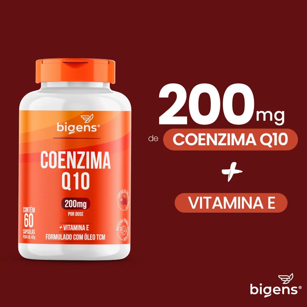 Coenzima Q10 200mg | +Vitamina E 60 Cápsulas - Bigens
