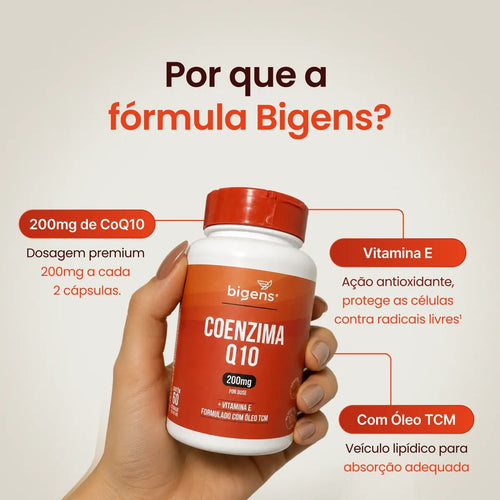 Coenzima Q10 200mg | +Vitamina E 60 Cápsulas - Vitaminas Isoladas - Bigens