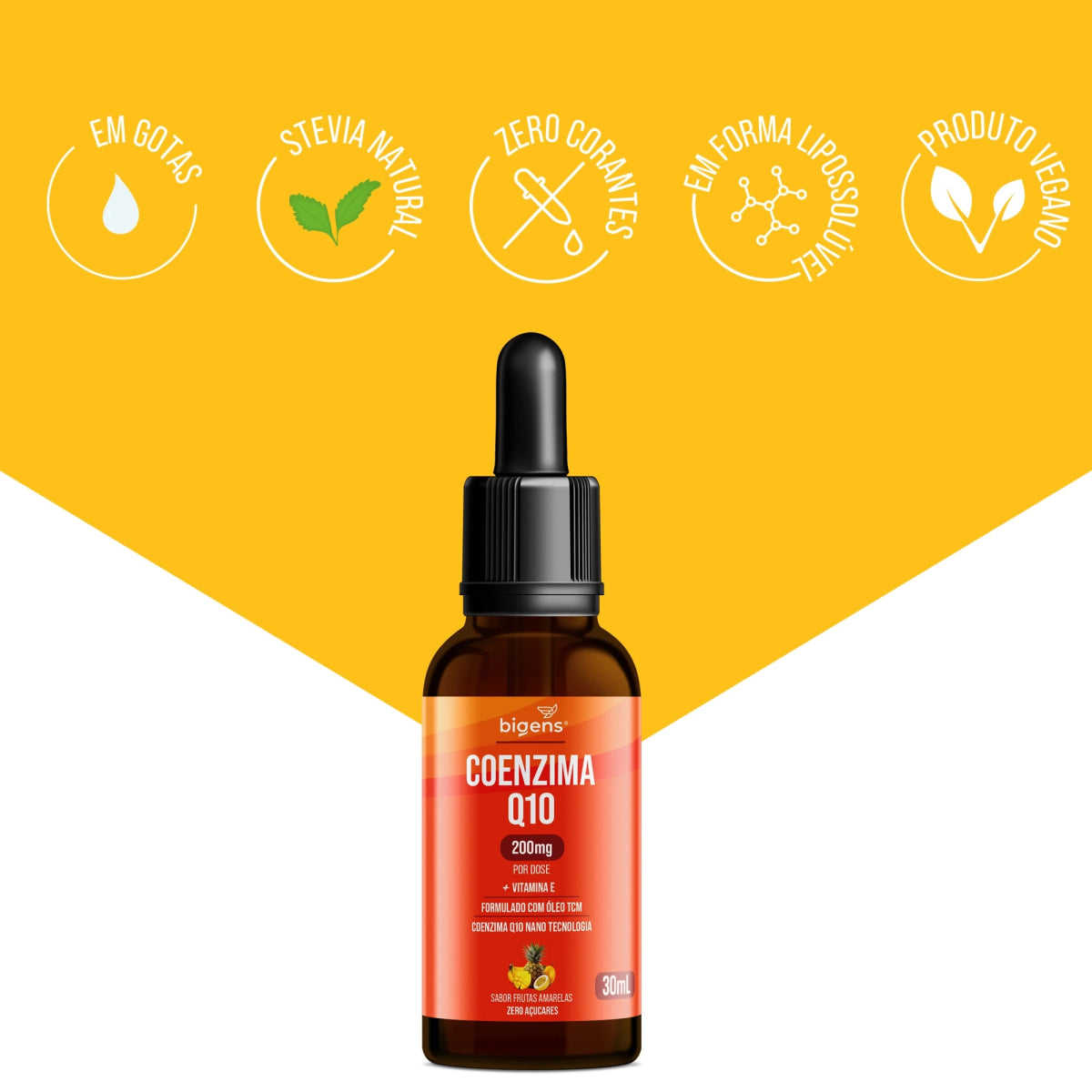 Coenzima Q10 Frutas Amarelas | 200mg por Dose 30ml - Bigens