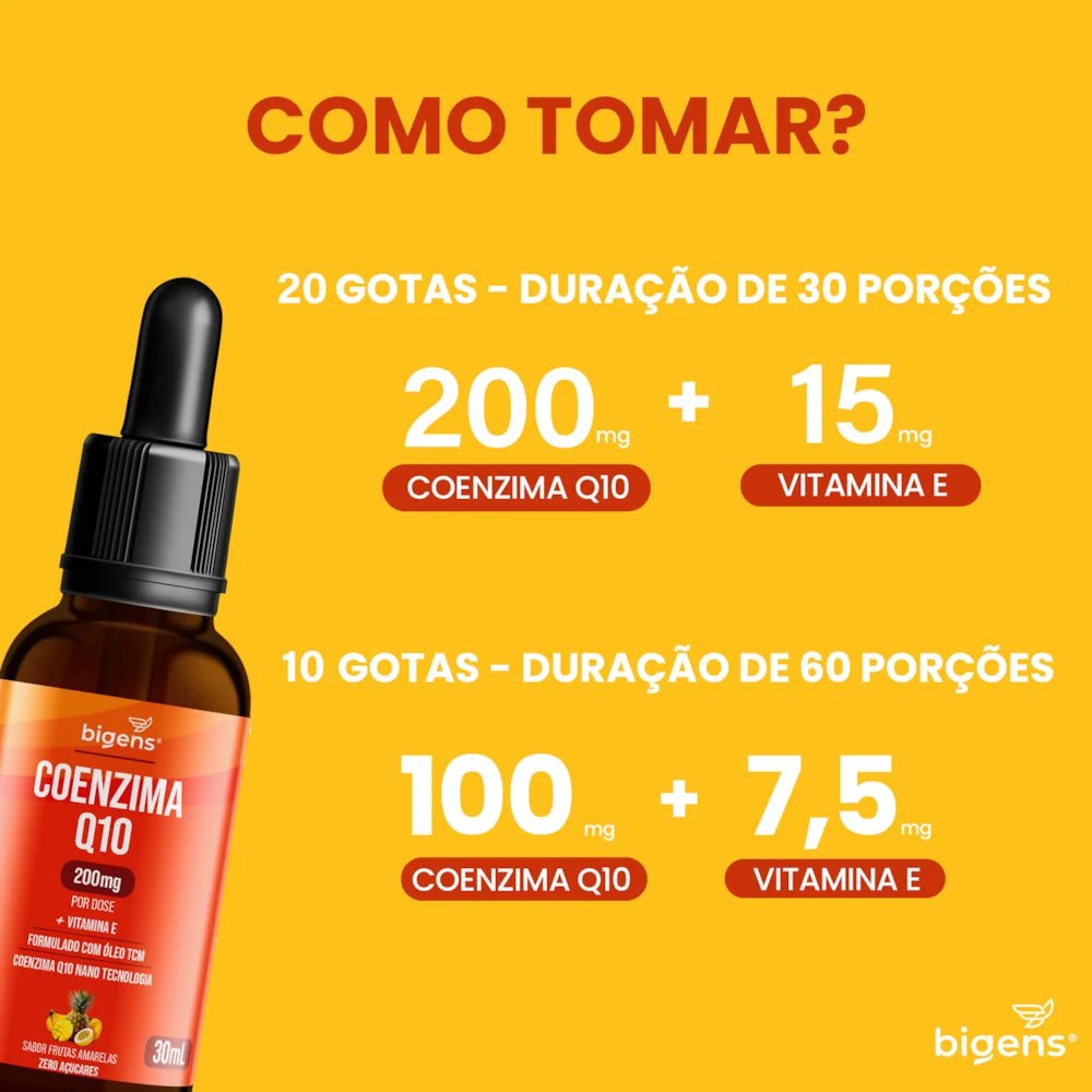 Coenzima Q10 Frutas Amarelas | 200mg por Dose 30ml - Bigens