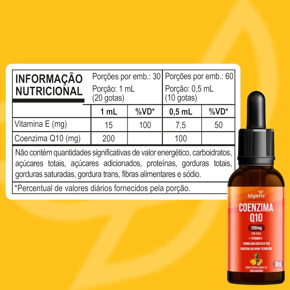 Coenzima Q10 Frutas Amarelas | 200mg por Dose 30ml - Bigens