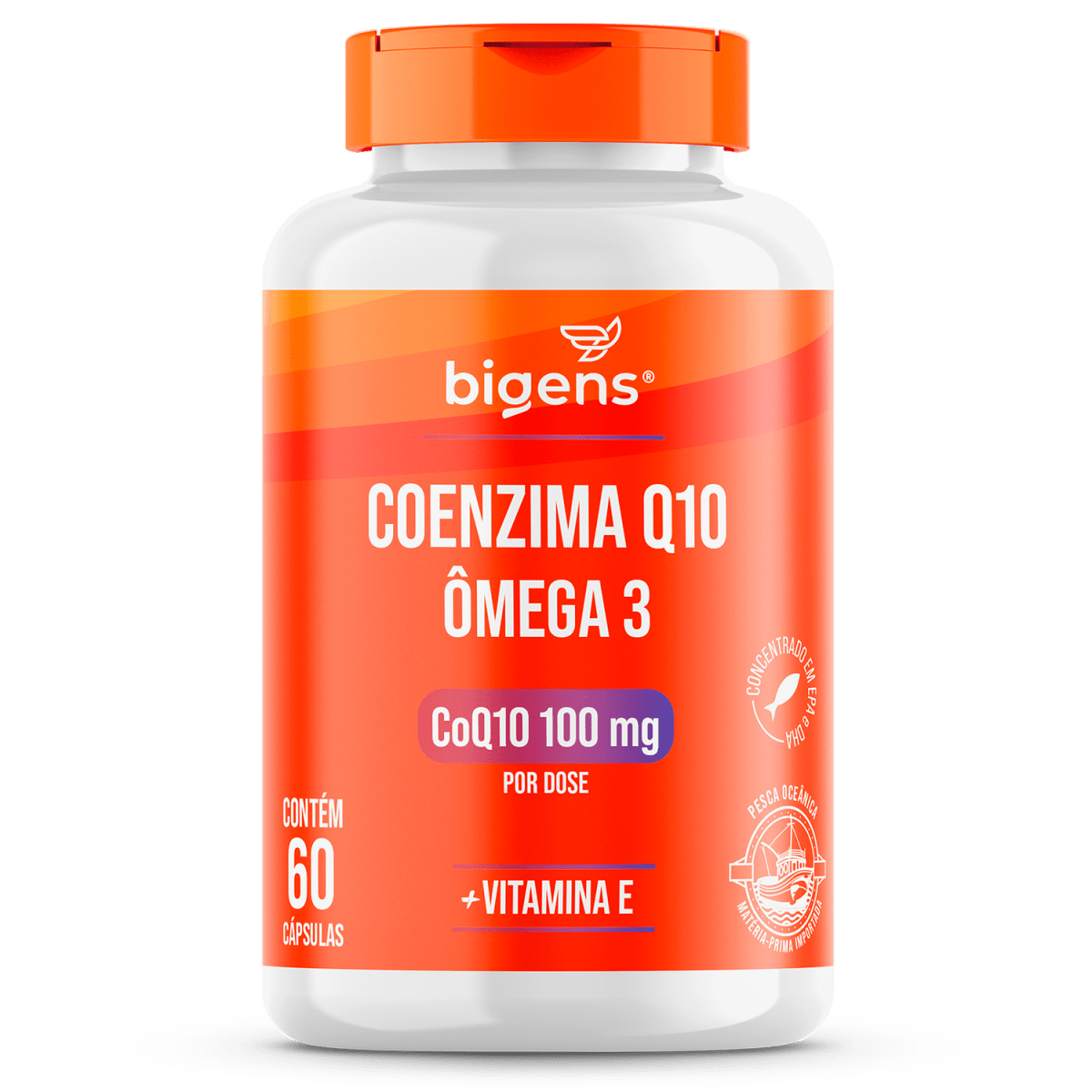 Coenzima Q10 + Ômega 3 | Q10 100mg + Ômega 3 311mg + Vit. E 15mg 60 Cápsulas - Bigens