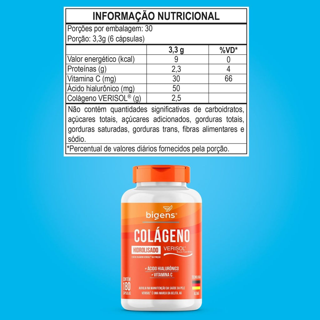 Colágeno Verisol ® | Hidrolisado 180 Cápsulas - Bigens