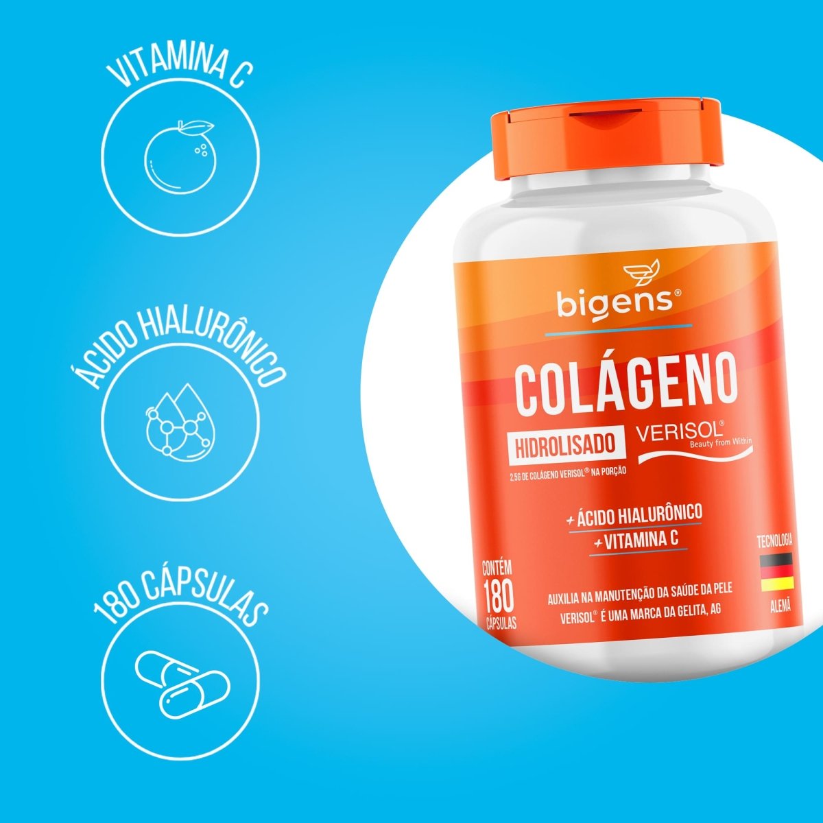 Colágeno Verisol ® | Hidrolisado 180 Cápsulas - Bigens