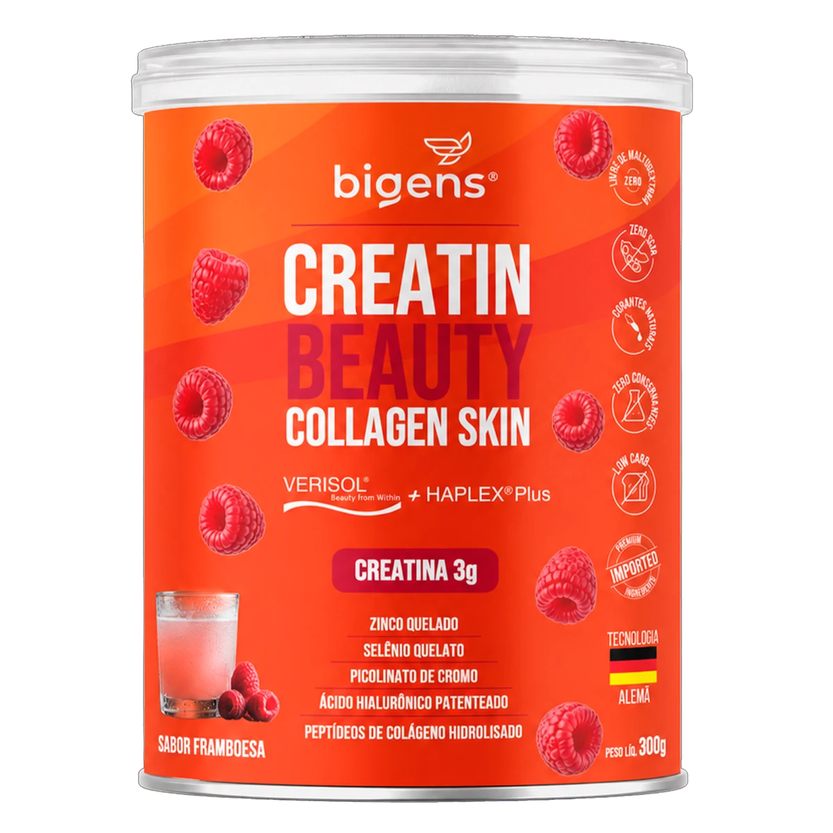 Creatin Beauty | Sabor Framboesa Collagen Skin 300g - Colágeno - Bigens