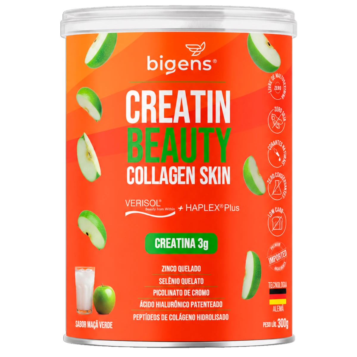 Creatin Beauty | Sabor Maçã Verde Collagen Skin 300g - Colágeno - Bigens