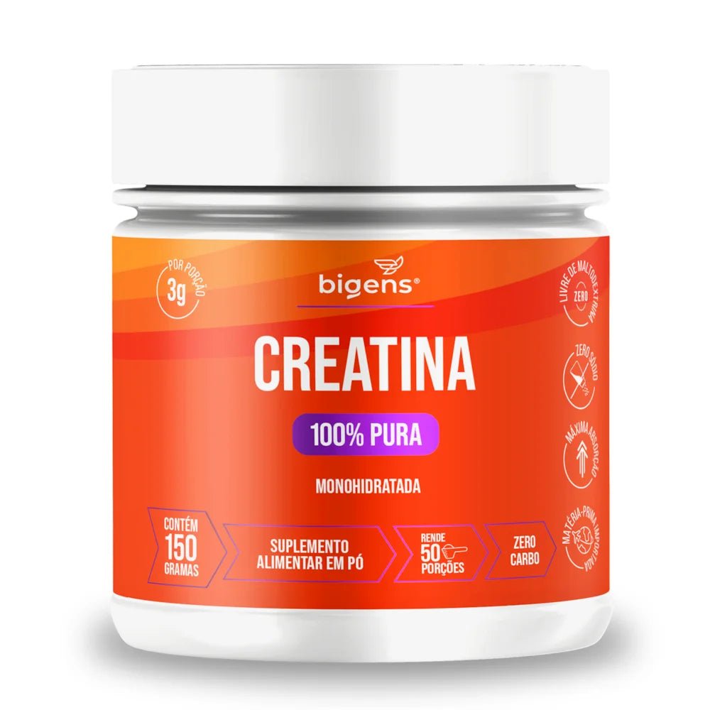 Creatina Pura em Pó | 100% Pura 150 ou 300g - aminoácido, omega - Bigens