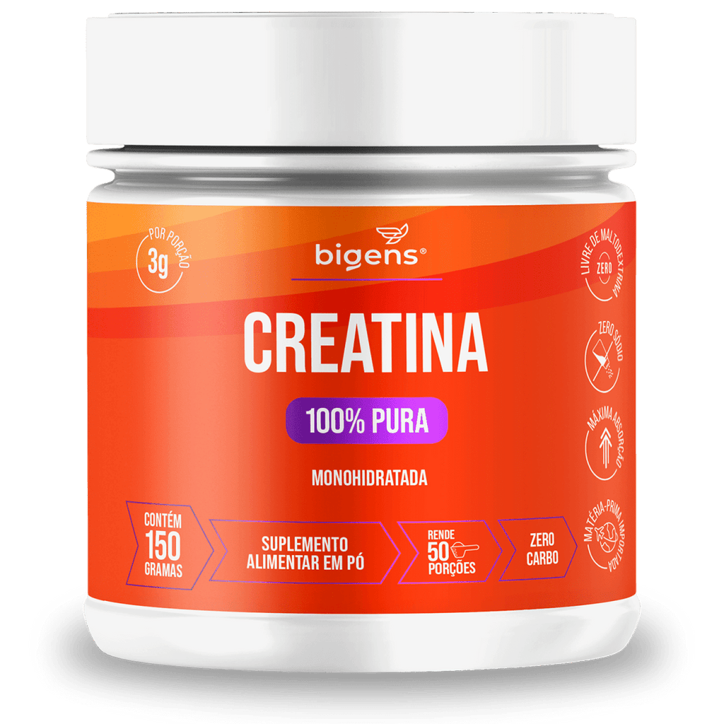 Creatina Pura em Pó | 100% Pura 150 ou 300g - aminoácido, omega - Bigens