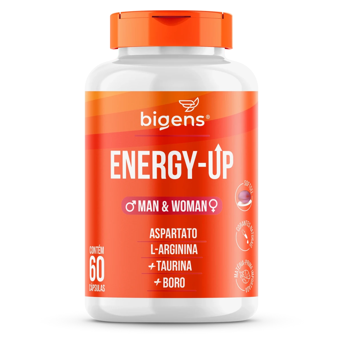 Energy Up | Aspartato + L - Arginina + Taurina + Boro 60 Cápsulas - Bigens