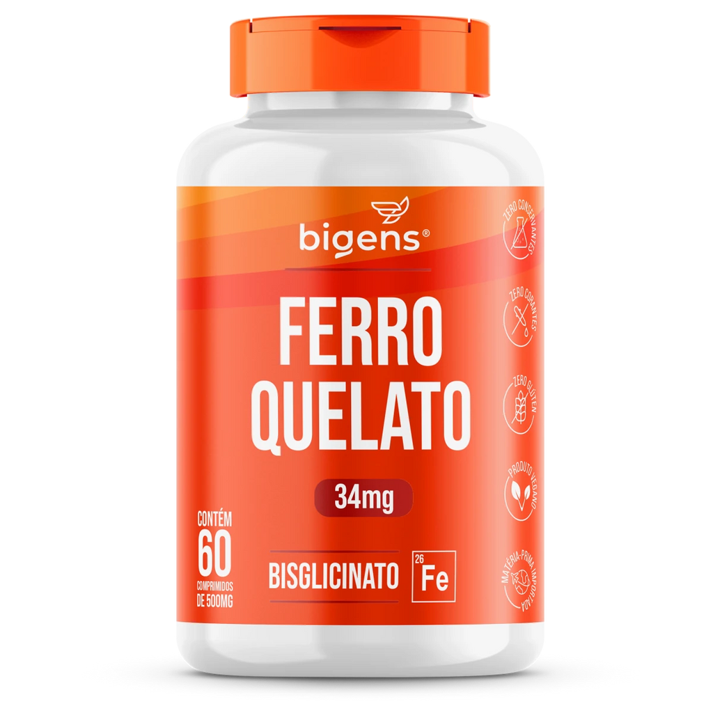 Ferro Quelato | 34mg Bisglicinato 60 Comprimidos - Bigens