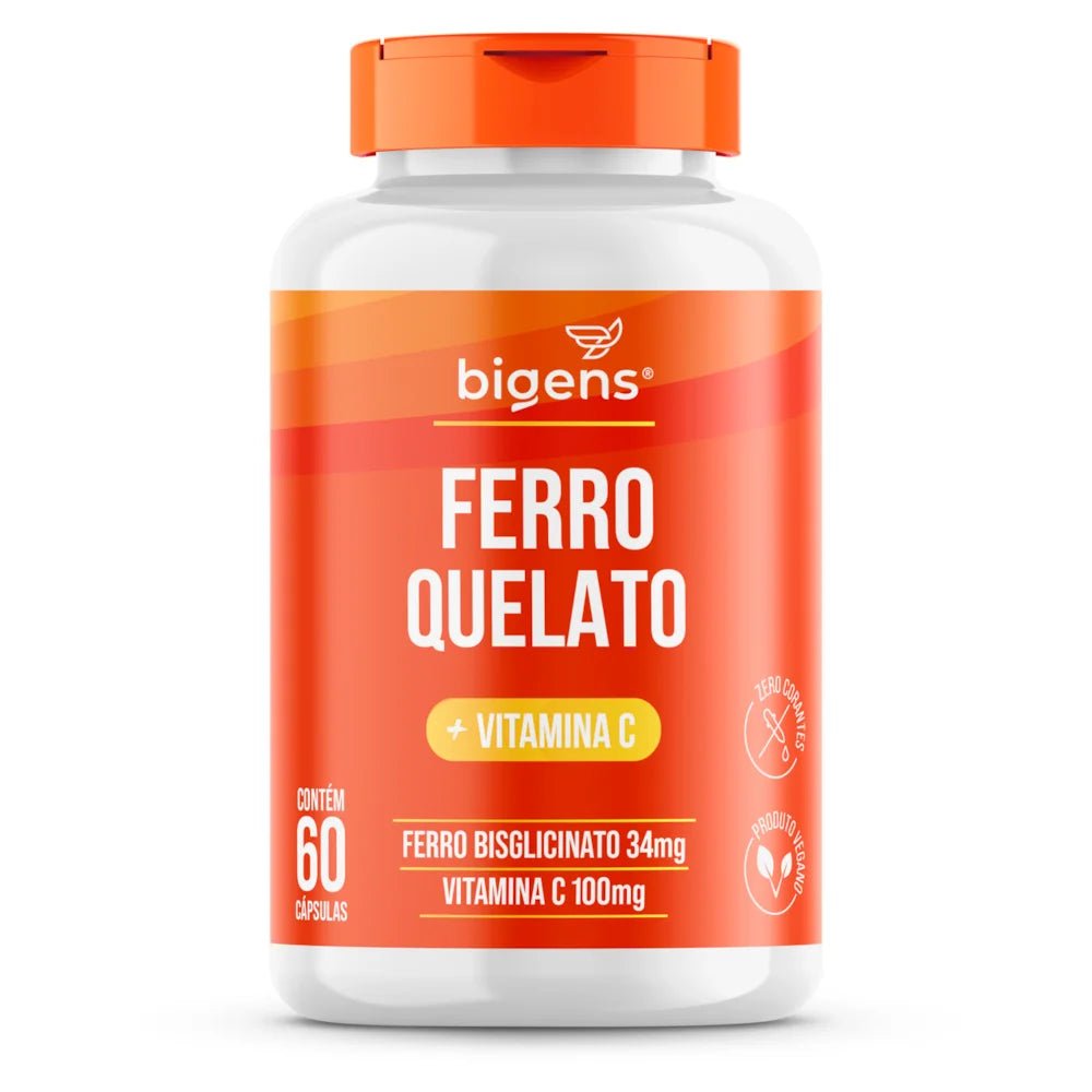 Ferro Quelato + Vitamina C | 34mg Bisglicinato 60 cápsulas - Bigens