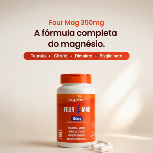 Four Mag | Magnésio 4 em 1: Taurato + Citrato + Dimalato + Bisglicinato 90 Cápsulas - Magnésio - Bigens
