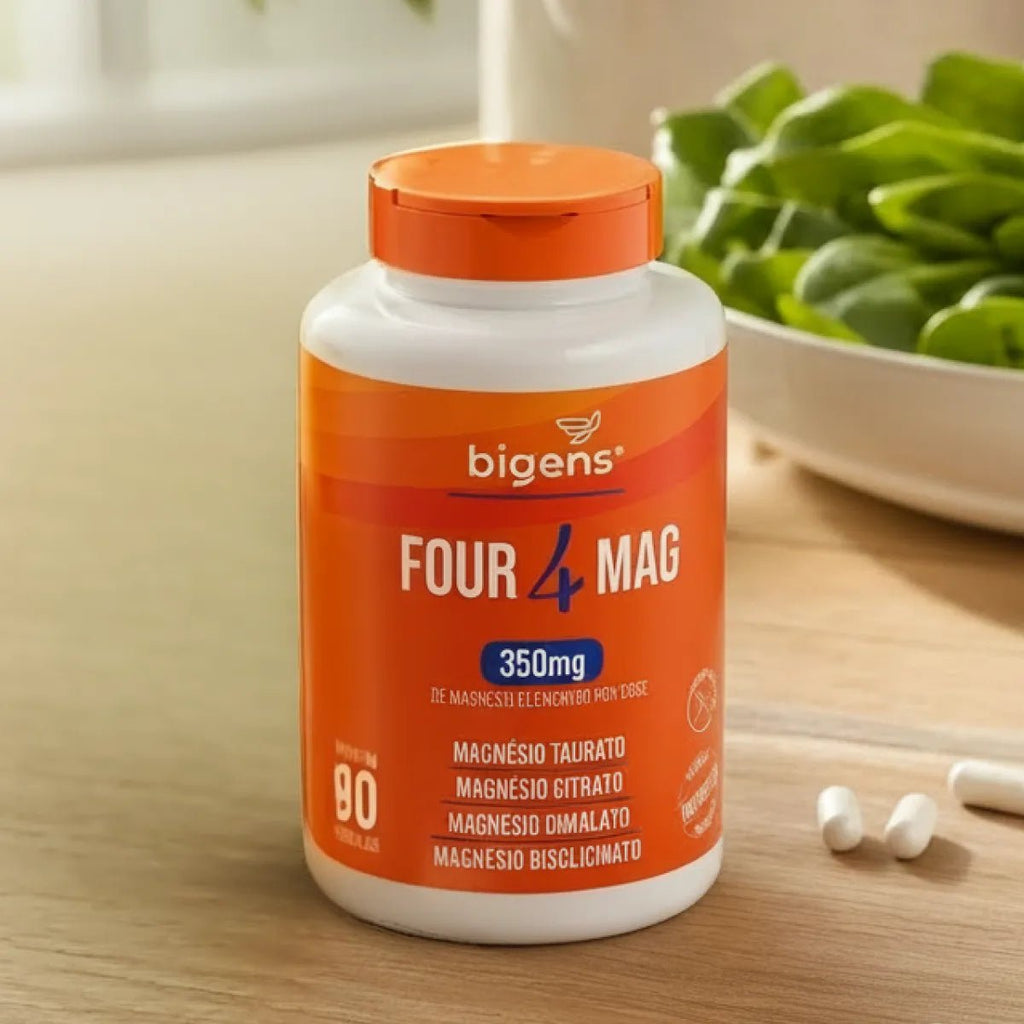 Four Mag | Magnésio 4 em 1: Taurato + Citrato + Dimalato + Bisglicinato 90 Cápsulas - Magnésio - Bigens