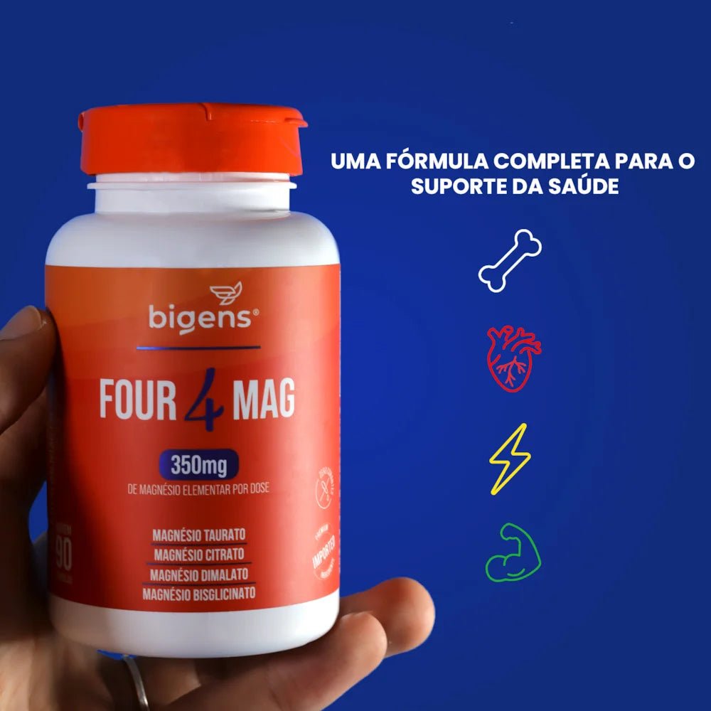 Four Mag | Magnésio Taurato + Citrato + Dimalato + Bisglicinato 90 Cápsulas - Bigens