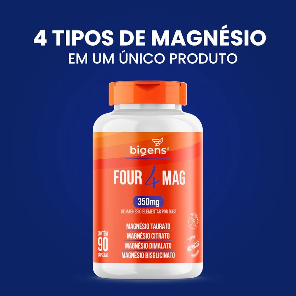 Four Mag | Magnésio Taurato + Citrato + Dimalato + Bisglicinato 90 Cápsulas - Bigens