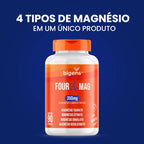 Four Mag | Magnésio Taurato + Citrato + Dimalato + Bisglicinato 90 Cápsulas - Bigens