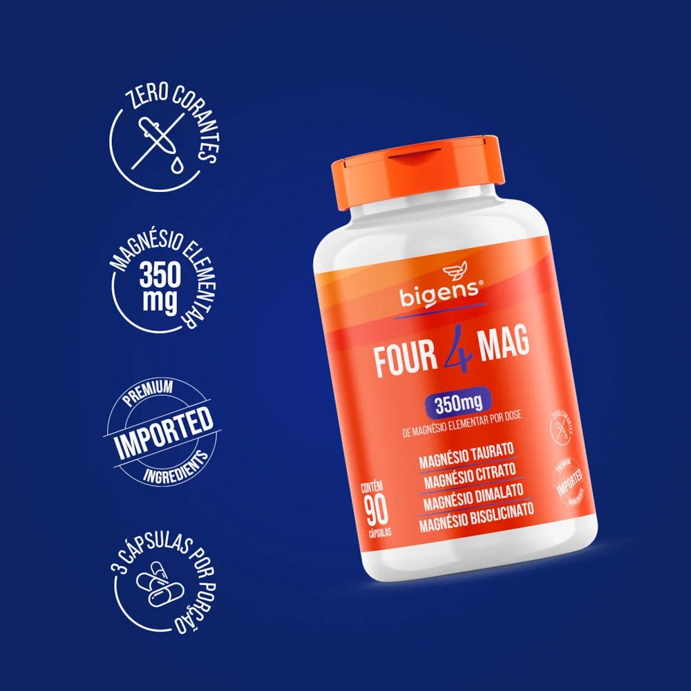 Four Mag | Magnésio Taurato + Citrato + Dimalato + Bisglicinato 90 Cápsulas - Bigens
