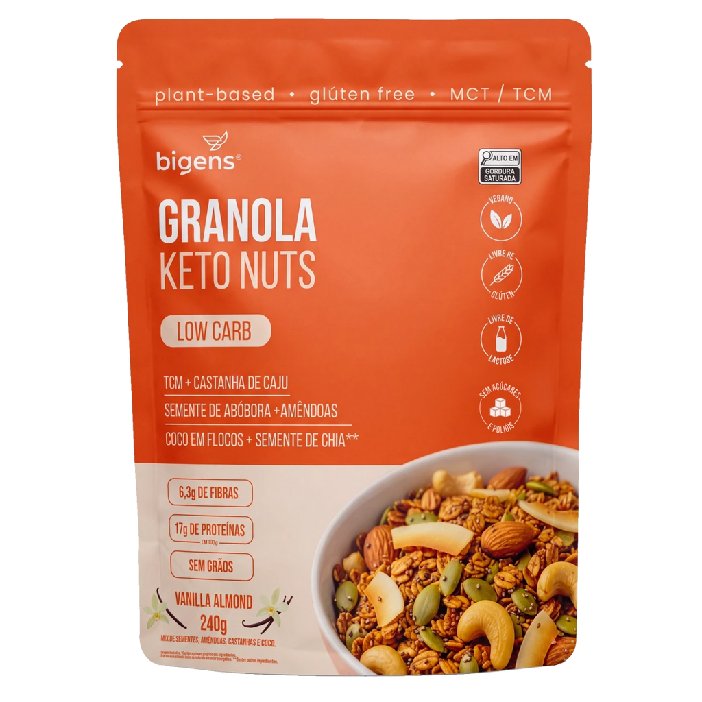 Granola Keto Nuts | Low Carb Vanilla Almond 240g - Fibras - Bigens