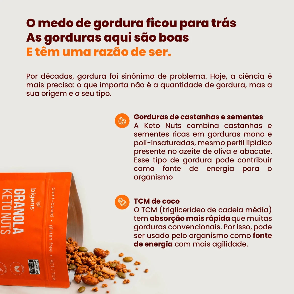 Granola Keto Nuts | Low Carb Vanilla Almond 240g - Fibras - Bigens