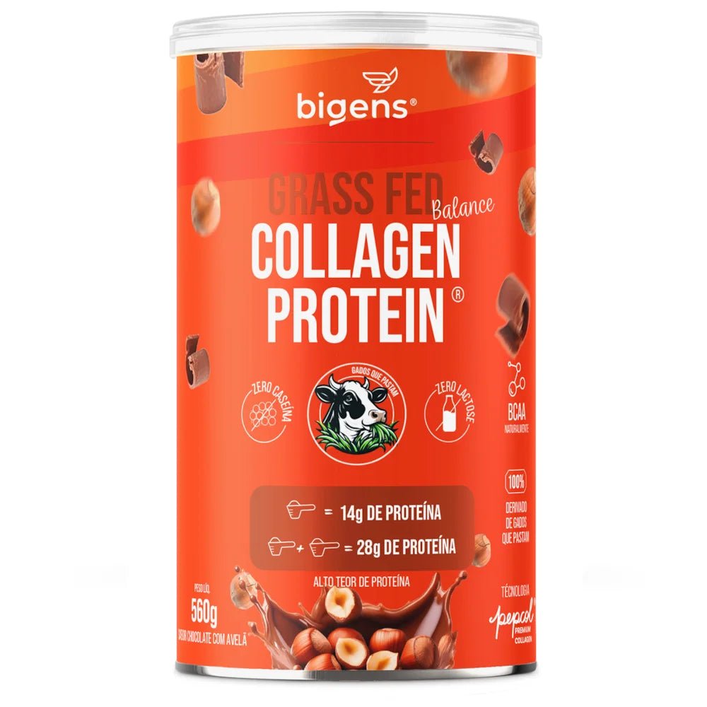 Grass Fed Balance Collagen Protein Chocolate com Avelã | Alto Teor de Proteína 560g - Bigens