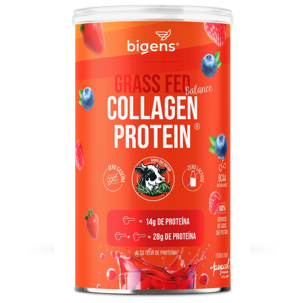 Grass Fed Balance Collagen Protein Frutas Vermelhas | Alto Teor de Proteína 560g - Bigens