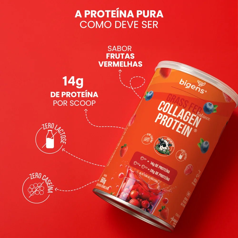 Grass Fed Balance Collagen Protein Frutas Vermelhas | Alto Teor de Proteína 560g - Bigens