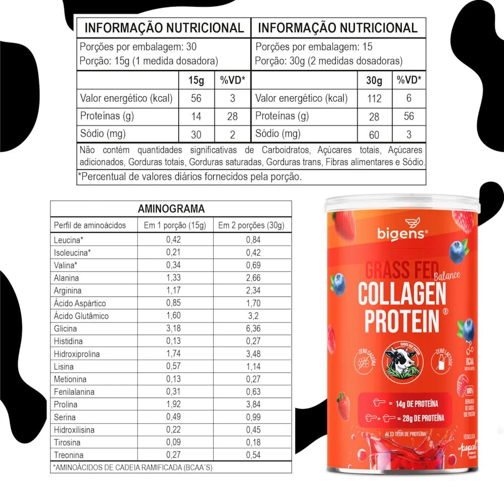 Grass Fed Balance Collagen Protein Frutas Vermelhas | Alto Teor de Proteína 560g - Bigens