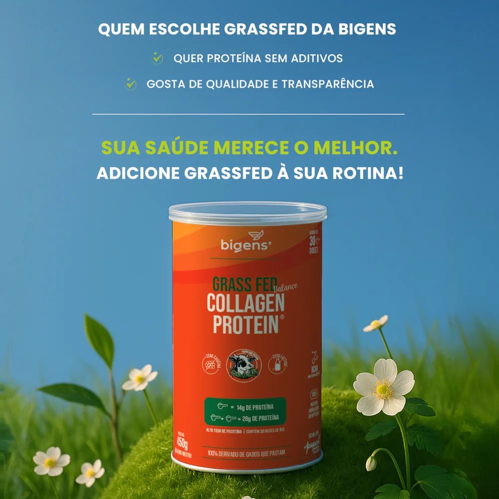 Grass Fed Balance Collagen Protein Neutro | 100% Proteína Hidrolisada de Peptídeos 450g - Bigens