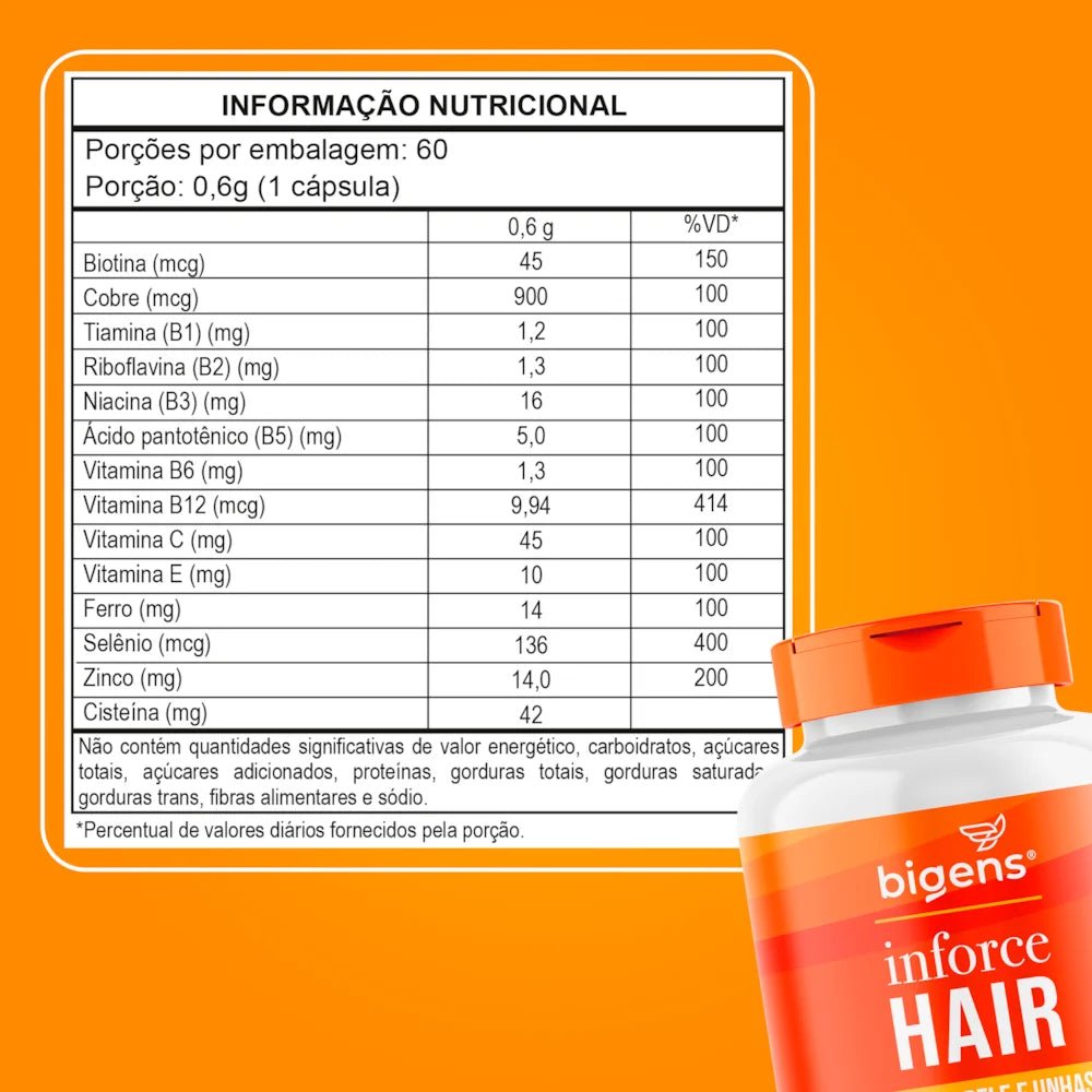 Inforce Hair® | Cabelo, pele e unhas 60 Cápsulas - Bigens